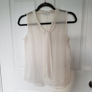 Sheer Sleeveless Blouse Metallic Gold Stripes